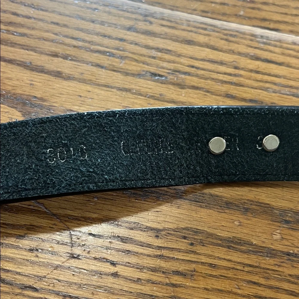 Leather black belt with double buckle silver hardware